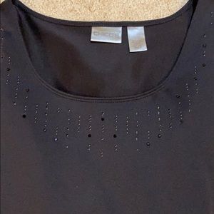 Chico’s Black Silky Top with Dressy Beading size 2